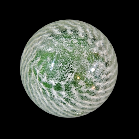Vintage Green White Swirl Glass Paperweight Round 2 1/2" - Picture 2 of 5